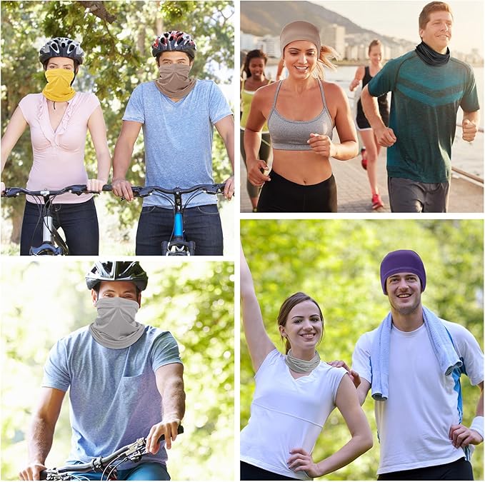 Geyoga 6 Pieces Summer UV Protection Cooling Neck Gaiter Face Clothing Neck Gaiter Mask Scarf Sunscreen Breathable Bandana