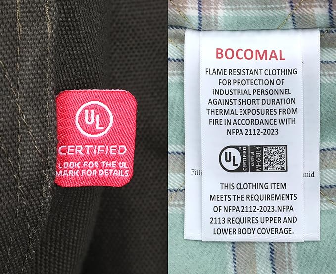BOCOMAL FR Jacket Insulated Flame Resistant Duck Hooded Coat Outwear&Vest Light Water Repellent and Oil Resistant.