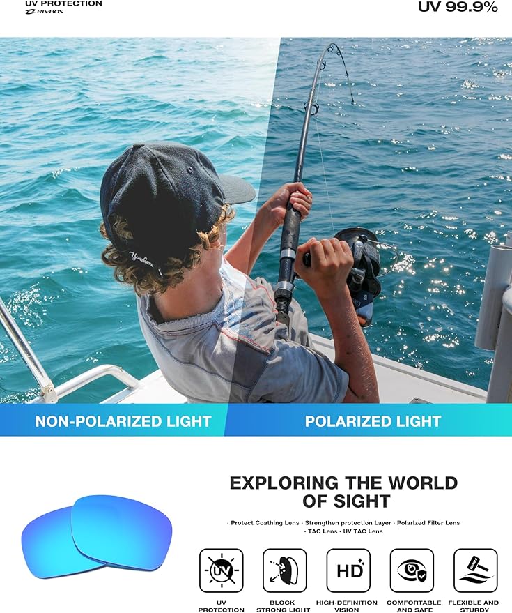 RIVBOS Polarized Sports Sunglasses Driving Sun Glasses Shades for Men Women Tr90 Frame for Cycling Fishing Running RB831