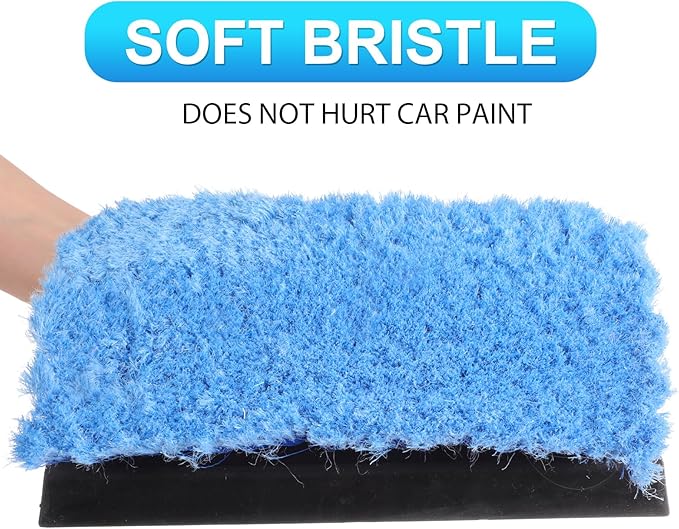 2 Pcs 10 Inch Solar Panel Soft Brush Cleaner Head, Bristles Scrub Brush with Rubber Protective Pads Prevent Scratches, for Solar Panels, Cars, RV, Trucks, Boats, Facades of Houses(Blue)