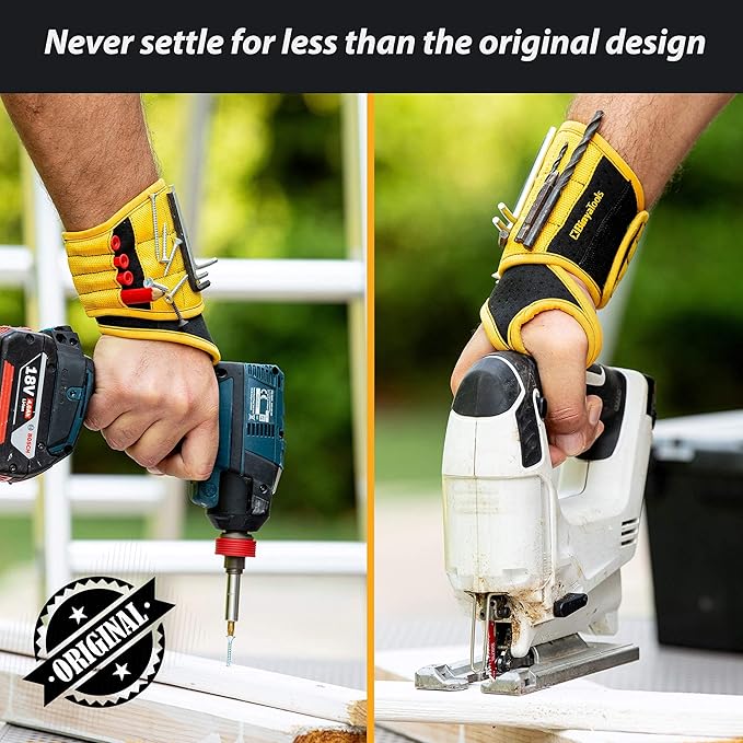 BINYATOOLS Magnetic Wristband for Tools Gift for Him Magnet Screw Holder Wrist Support Keeps Screws Nails, Drill Bits Handy Unique Tool Gadgets Men’s Gadgets Dad Gadgets