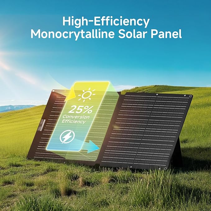 ALLPOWERS SE100 100W Portable Solar Panel Charger,High-Efficiency 23-25% Monocrystalline Solar Cell with IP68 Waterproof,Foldable Design for Outdoor Camping,Emergency Power,and Portable Generators