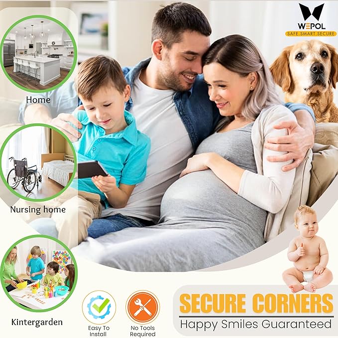 Soft Foam Corner Protectors for Baby, Bed Frame Corner Guards, Sharp Edge Desk Furniture Safety Cover Bumpers for Kids, 3M Adhesive Pre-Taped Rubber Padding Cushion (White, 8 Pack)