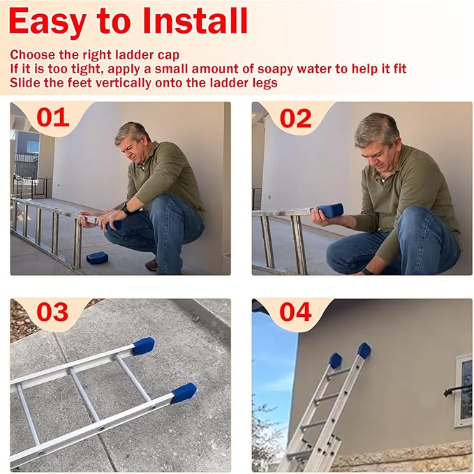 Earthtec AC19-2 Extension Ladder Covers Rubber End Caps Replacement for Werner Fiberglass & Aluminum Stabilizer Bumpers Pads Boots Accessories (6 Pack)