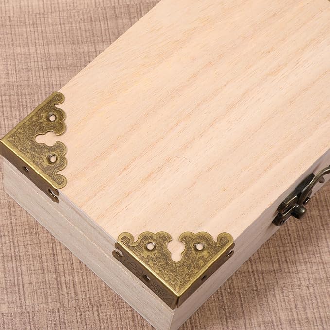 12 Pcs Decorative Corner Protectors Antique Bronze Edge Safety Guards Covers Decorative Metal Corner Guard with Screws for Storage Box Furniture Tables Cabinets Jewelry Box Picture Frame