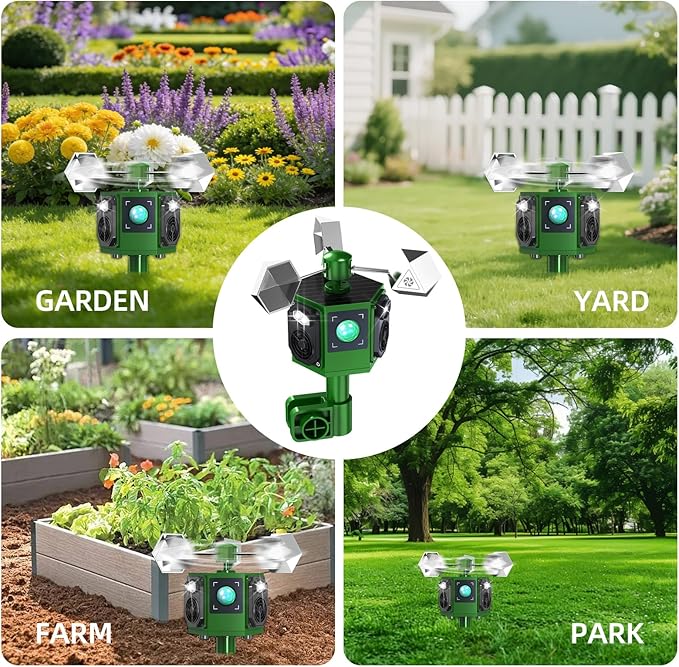 2026 Solar Ultrasonic Bird Repellent Devices Outdoor&Bird Scare Device with Reflective Bird Repeller-Woodpecker Deterrent Goose Deterrent Suitable for Outside Patio Balconies Garden Farm