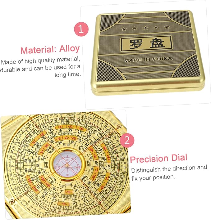 IMIKEYA Feng Shui Compass Pan - Chinese Ancient Compass for Home Planning and Feng Shui Practices - Precision Magnetic for and Residential Harmony 1pc