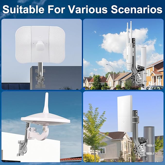 Heavy Duty Antenna Pole Mount, Stainless Steel Antenna & Weather Station Mounting Pole, Adjustable Pivot J-Mount Bracket Mast for Outdoor Antennas,Wireless Weather Sensor,Access Point (12''H-1.38"Dia)