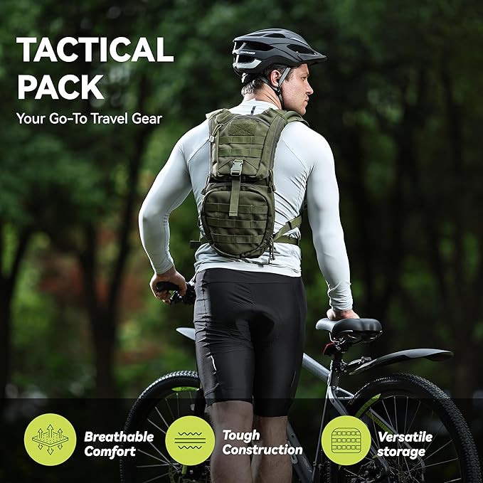 MARCHWAY Tactical Molle Hydration Pack Backpack with 3L TPU Water Bladder, Military Daypack for Cycling, Hiking, Running, Climbing, Hunting, Biking