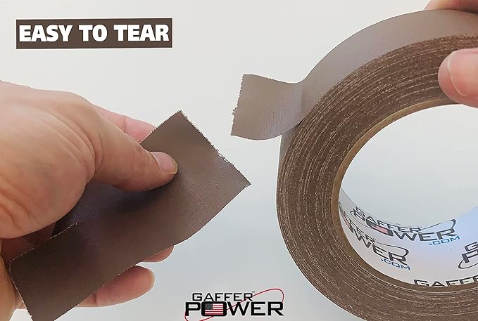 Gaffer Power Proudly Made in The USA, Real Professional Grade Gaffer Tape, Heavy Duty Gaffers Tape, Non-Reflective, Multipurpose. 2 Inches x 30 Yards, Brown