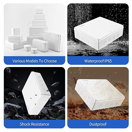 Waterproof Electrical Junction Box (15.7"x13.8"x4.7") with 12 Reserved Holes for Electronics - Sturdy ABS Plastic IP65 Dustproof Project Enclosure - White, (400x350x120mm)