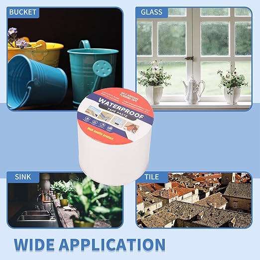 4" W X 16.4'L Waterproof Tape for Leaks Aluminum Butyl Tape with Adhesive for RV Repair, Glass Repairs, Air Mattress Patch, Window Caulking, Boat Sealing, Roof Patching