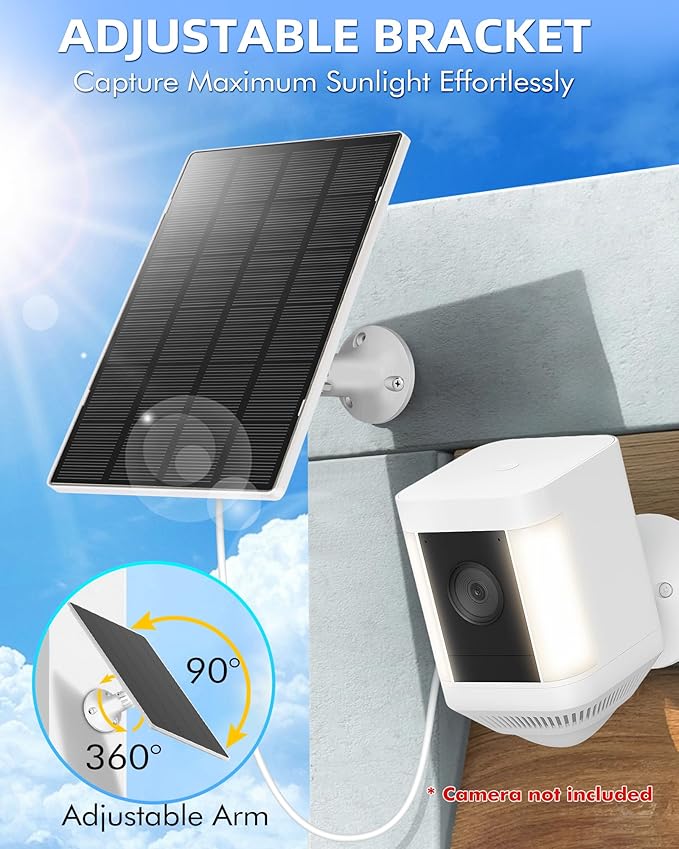 KEPEAK Solar Panel for Ring Camera Outdoor, Small Solar Panel Charger 5V with Type C or Mirco USB, Only for Cam Stick Up Cam Pro Battery, Spotlight Cam Plus, Spotlight Cam Pro