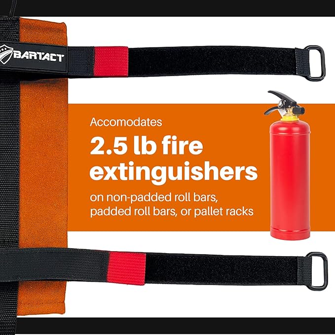 Bartact - 2.5 lb Roll Bar Fire Extinguisher Mount for Vehicle Holder, Adjustable Fire Extinguisher Holder Mount, US Made Universal Vehicle Fire Extinguisher Holder Fits All Roll Bars (Orange)