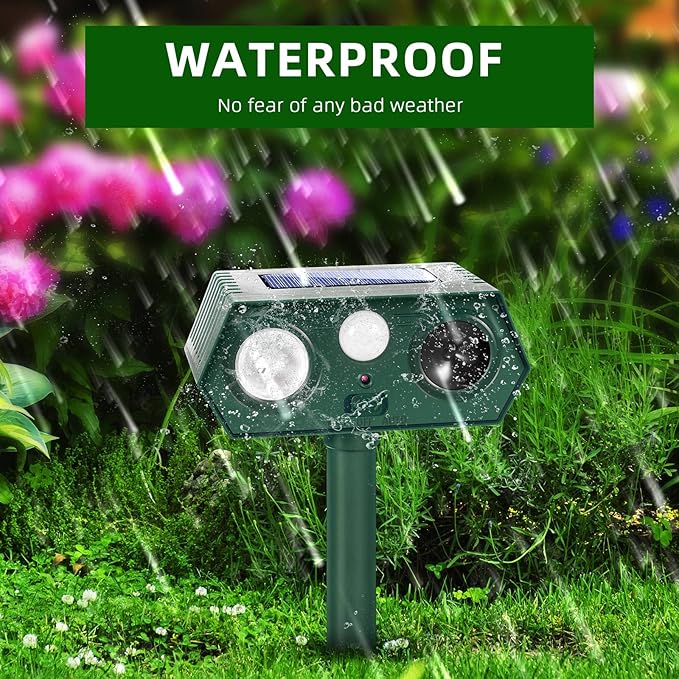2026 Sonic Racoon Squirrel Fortress Pro Deer Repellent Devices, IP65 Solar Ultrasonic Motion Activated Animal Repeller Outdoor Cat Repellent Fox Deterrent with Light for Rabbit Bear Dog Garden(4)
