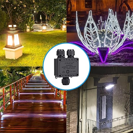 Waterproof Junction Box Outdoor, ip68 3 Way Waterproof Box, M25 Small Box, Suitable for Indoor and Outdoor Lighting