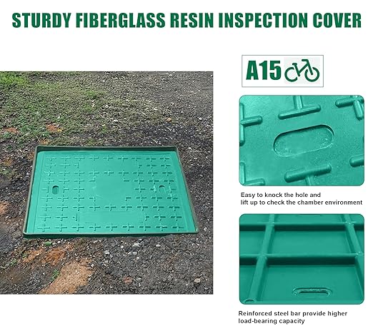 2 Sets 20x20x20in Underground Splice Box W/FRP Cover,Large Enclosure Precast Polyethylene Distribution Pull Pit Access Electrical Junction Boxes Drillable Tapered Wiring for Cable
