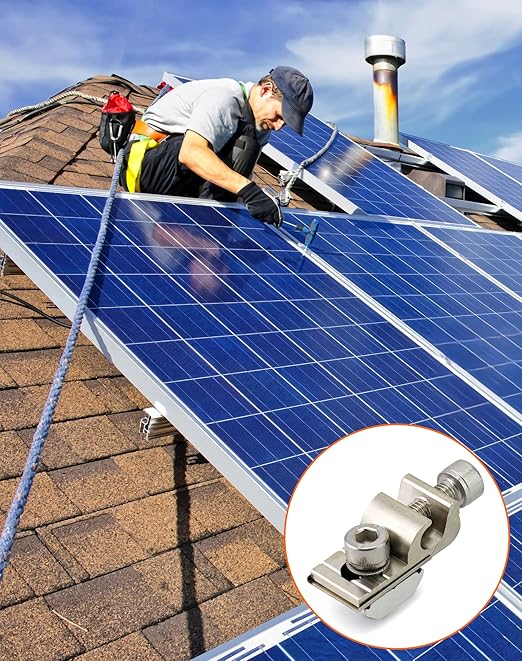 QWORK Grounding Tab 6.7, 10 Pack Aluminium Alloy Conductor Buried Connectors for Photovoltaic Roof Bracket and Ground Bracket Aluminum Rail, Grounding Clip, Ground Lug