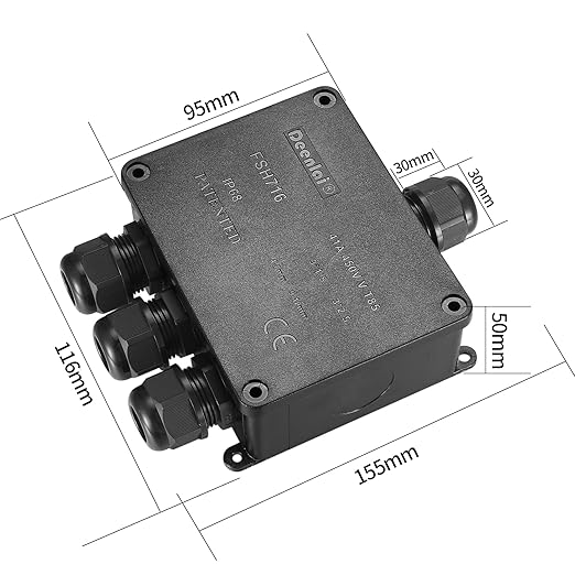 Electrical Junction Box, Waterproof IP68 4-Way External Junction Box, Cable Connector Box, Underground External Outdoor Junction Box for Wire Range 4-12mm (4.5" x 4.56" x 2" -1Pcs)