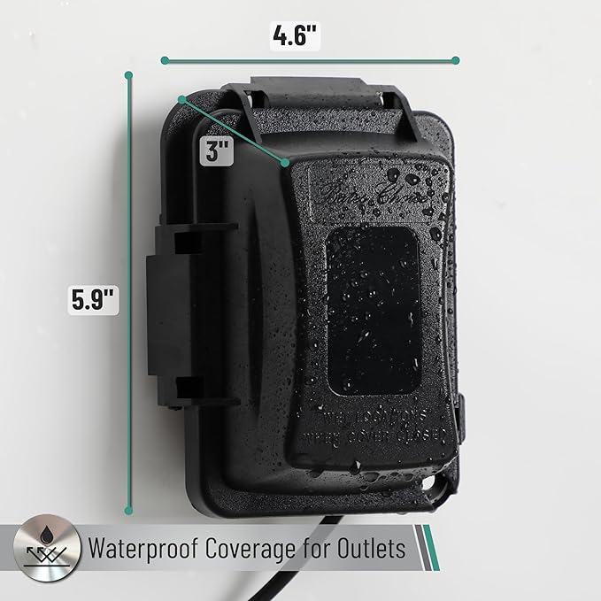 Bates- Outdoor Outlet Cover Weatherproof, Black 1-Gang Outdoor Electrical Outlet Cover Box with Mounting Hardware, Horizontal/Vertical Use