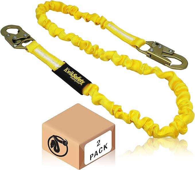 KwikSafety - Charlotte, NC - Rattler [2 Pack] Internal Shock Absorber Single Leg 6ft Safety Lanyard OSHA ANSI Fall Arrest Protection Equipment Snap Hooks Construction Arborist Roofing