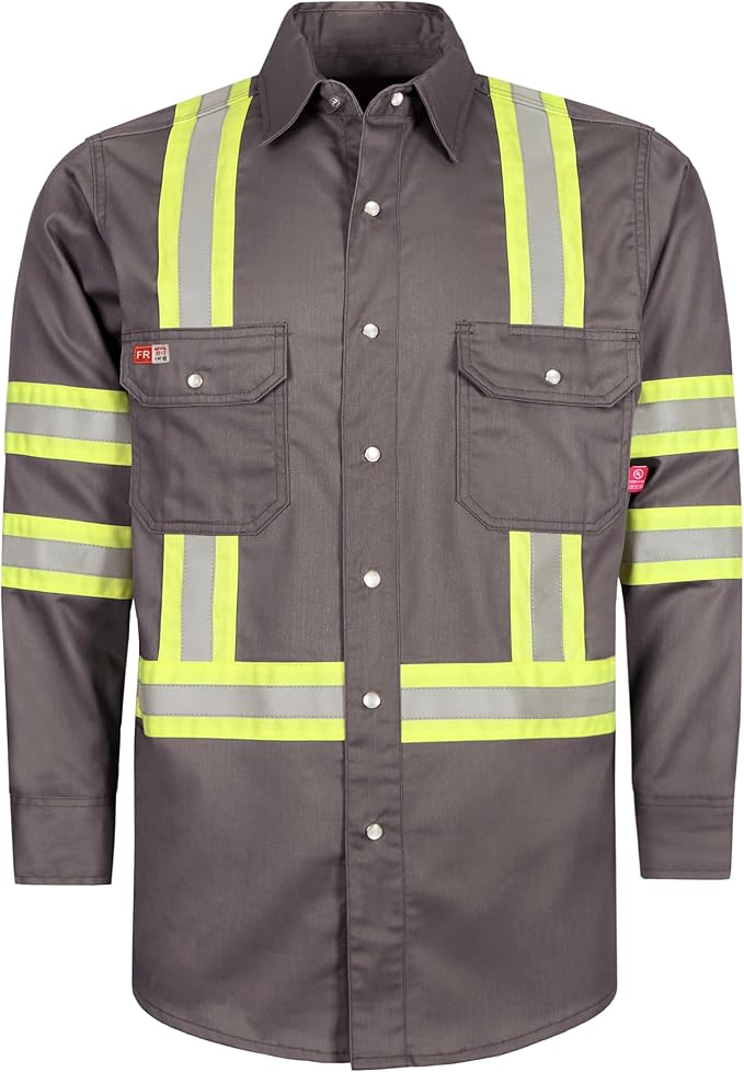 TICOMELA FR Shirts for Men High Visibility/Hi Vis Flame Resistant/Fire Retardant Shirt 6.5oz Men's Welding Shirts