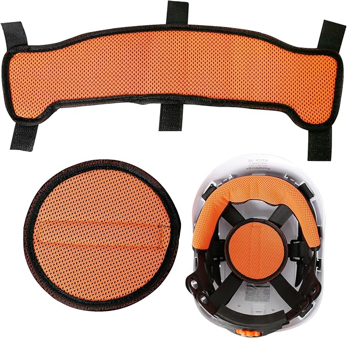 Aolamegs Hard Hat Sweatband and Top Pad - 1 Set Washable Hard Hat Sweat Bands with Helmet Padding,3-Layer Fabri Hardhats Sweat Liner Replacement,Hardhat Accessories for Welding/Construction Helmet