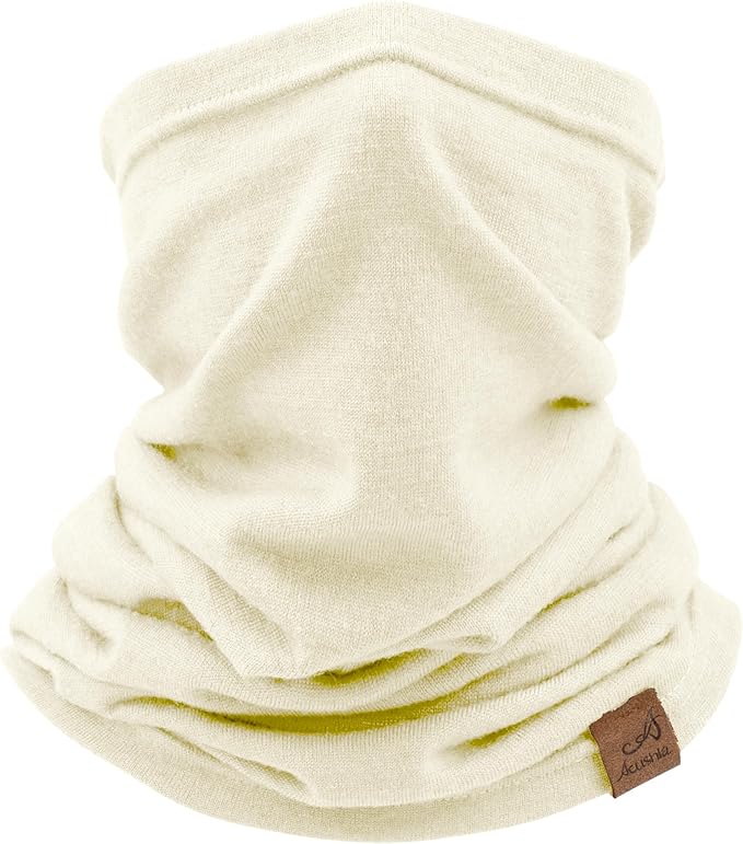 ACUSHLA 100% Merino Wool Neck Gaiter for Men & Women Ski Face Mask Winter Scarf Neck Warmer All Weather, Midweight Maple Leaf