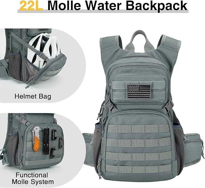 CVLIFE Hydration Backpack with 3L TPU Tactical Water Bladder, 22L Hiking Backpack for Men Women, Heavy Duty Molle Water Backpack with Multiple Compartments for Cycling Running Hunting Camping