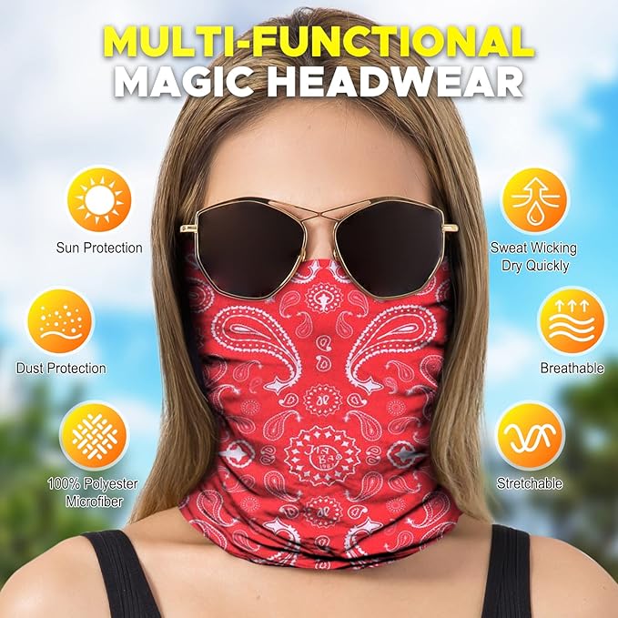 JOEYOUNG Headwear, Bandana, Neck Gaiter Head Wrap Headband Balaclava Magic Scarf