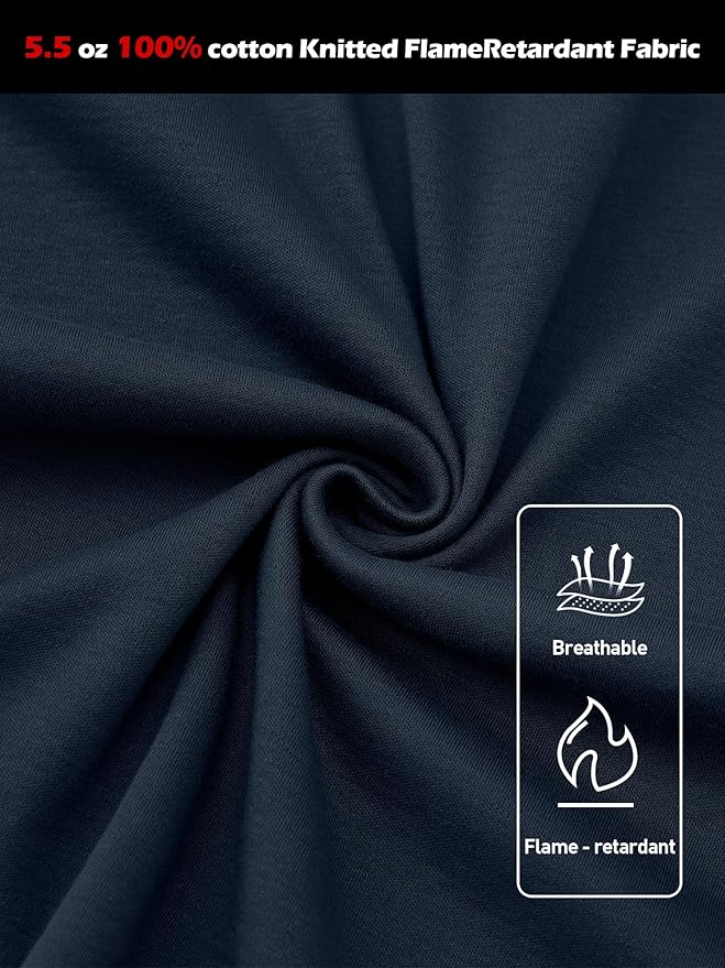 FR Shirts for Men 100% Cotton 5.5oz Lightweight NFPA2112/CAT2 Flame Resistant Shirts for Men Long Sleeve