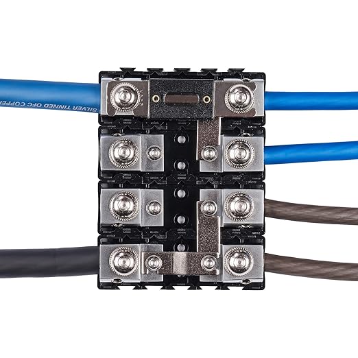 NVX XFMANL 1/0 to 4 Gauge ANL/Mini-ANL Modular Inline Fuse Holder – Linkable Fuse Block with Solid Brass Construction and High-Temp Housing – Car & Marine Audio Circuit Protection
