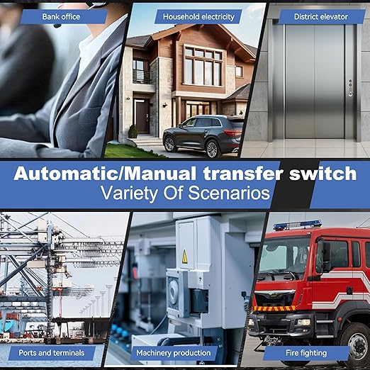 100Amp 220V AC Dual Power Automatic Transfer Switch, ATS 4P Manual Changeover Electrical Switch, Solar Back Up Power Auto Selector Overvoltage, Undervoltage 50/60Hz CE Certified
