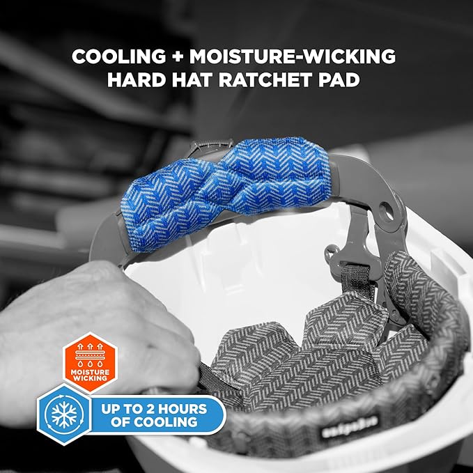 Ergodyne Chill-Its 6612 Moisture Wicking Hard Hat Top Pad, Padded Cooling Microfiber, Fits Most Suspension Systems (3-Pack)