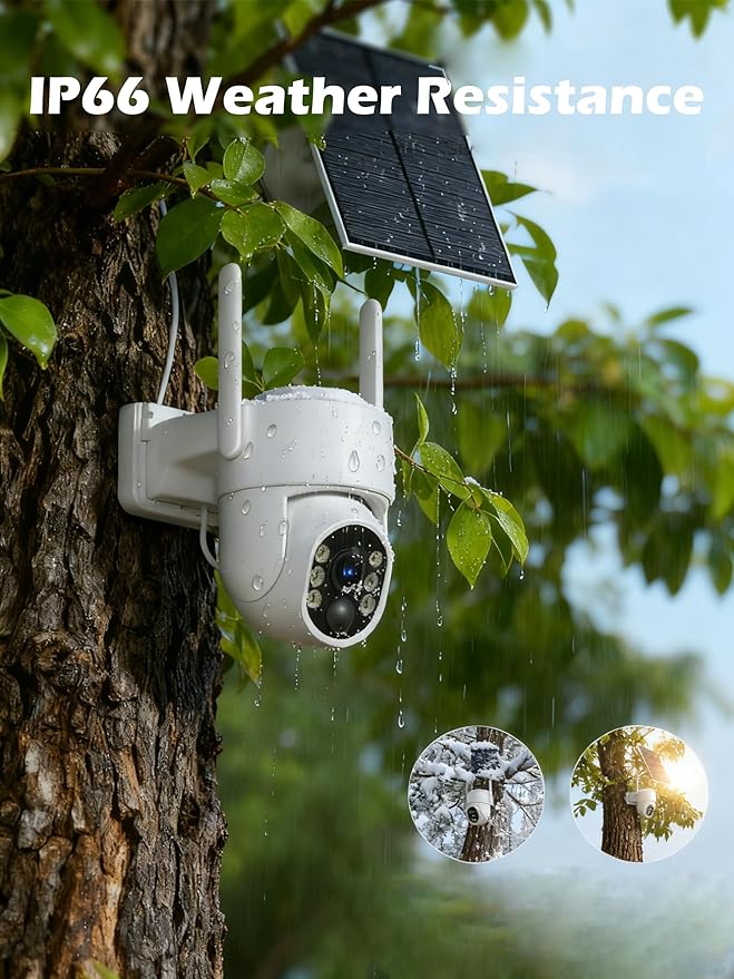 4G LTE Cellular Solar Security Cameras Wireless Outdoor, No WiFi Solar & Battery Powered Outdoor Security Camera, 2K Color Night Vision, Human Detection, Built in TF/SIM Card