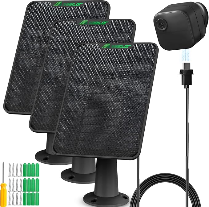 3 Pack 6W Solar Panel for Blink Outdoor 4（4th Gen Camera Solar Charger Compatible with New Blink Camera Solar Panel with Battery Secure Wall Mount 13.12ft Cable IP65 Weatherproof, 360° Bracket
