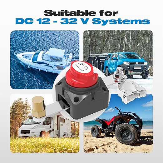 275A 12V 48V Top Post Battery Disconnect Switch Free Assembly Marine Waterproof Battery Switch Isolator Switch for Car Vehicle RV and Boat