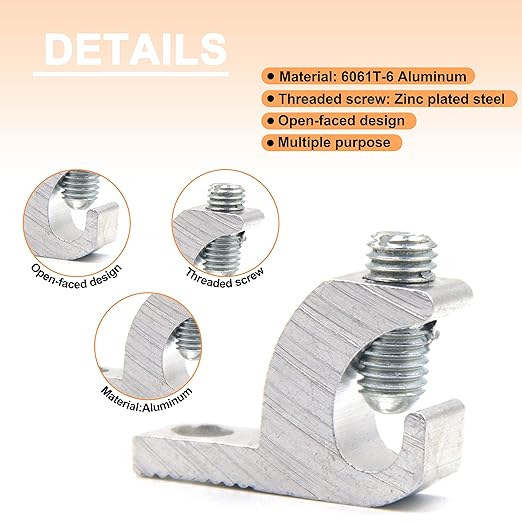 ISPINNER 6pcs Aluminum Lay-in Lug, AWG 14-4 Copper Conductor Lay-in Connector for Grounding and Bonding