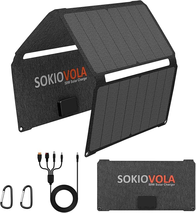 [Upgraded] Foldable Solar Panels 50W Portable Solar Panel Charger 3 Output Ports (USB-A USB-C DC) Folding Solar Panel for Camping Hiking RV Outdoor Activities