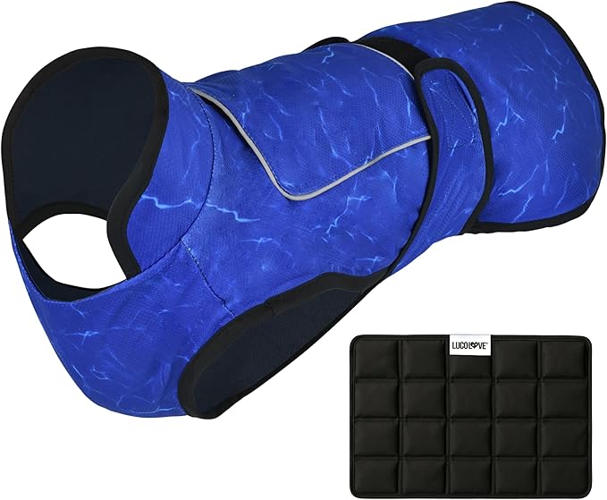 Dog Cooling Vest with Ice Pack – 2-Layer Evaporative Cooling Jacket with High Collar, UV Protection & Size-Matched Ice Pack – Cooling Vest for Dogs for Hot Weather (Blue Aqua, X-Large)