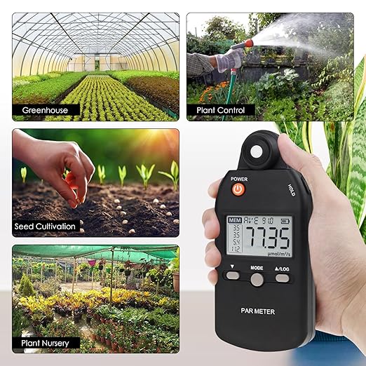 PAR Meter for led Grow Lights High Precision Quantum Sensor Par Light Meter PPFD Tester for Measuring Plants Photosynthetic Activity in 400-700nm Par Meter Light Lux Tester