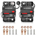 100Amp Circuit Breaker DC 12V-48V for Marine Boat Trolling Motor Automotive RV Trailer Car Solar System Battery Disconnect with Manual Reset Switch, IP67 Waterproof (Pack of 2)