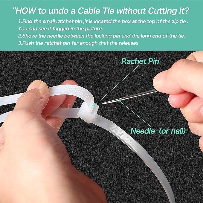 Large zip ties 20 inch white zip ties for outdoor use 100 pcs long cable ties big industrial plastic tie wraps with 60 Pounds tensile