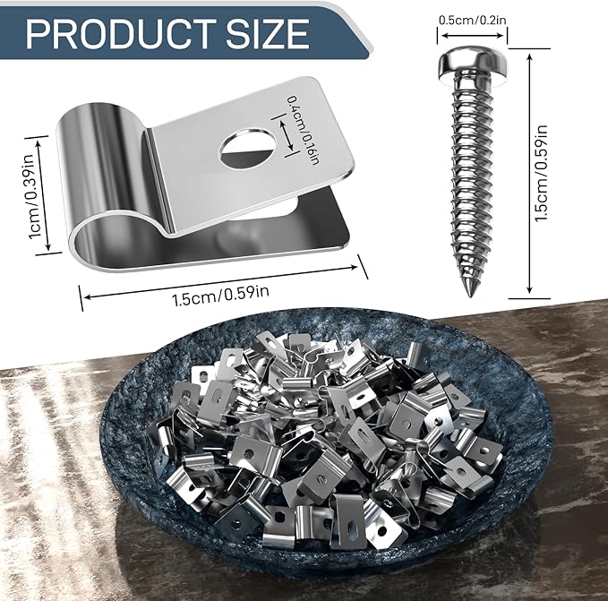 Fence Wire Mounting Clips – 200 Pack Stainless Steel Clamps with Screws – Compatible with 12-16 Gauge Wire and Wood Fence Posts