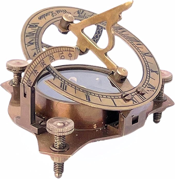 Vintage Brass Compass Antique Marine Sundial Compass Fully Functional Handmade Collectible for Solo Travellers Hikers Trekking Home Decor