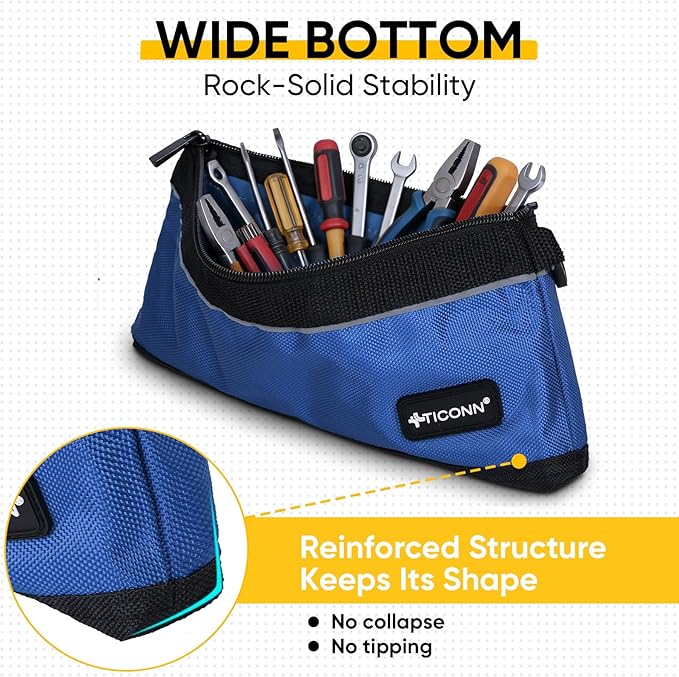TICONN Tool Pouches with Zipper, 1680D Oxford Small Tool Bags, Waterproof Utility Bag Zipper Pouch for Tool Organizers and Storage (9 Pack Small)