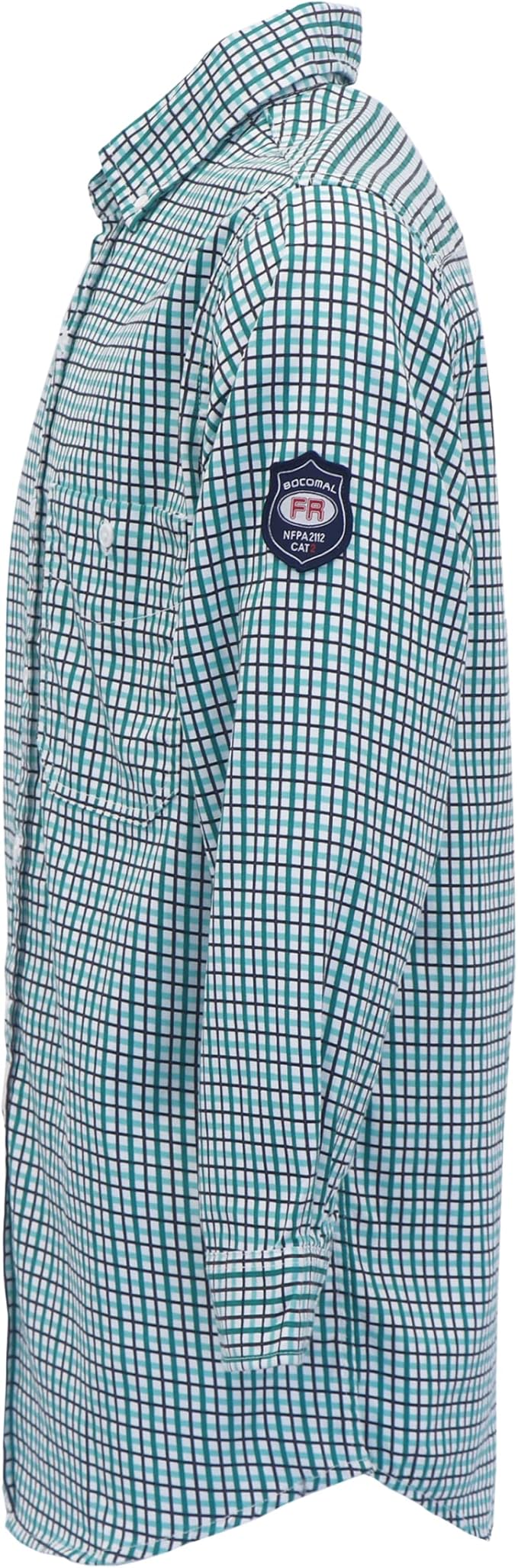 BOCOMAL FR Shirts Flame Resistant NFPA2112/CAT2 6.5oz Light Weight Printed Fire Retardant Plaid Shirt