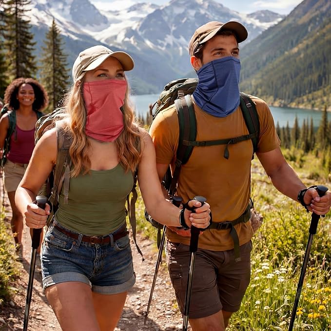 Geyoga Adjustable Cooling Neck Gaiter Breathable Summer Face Mask with Mesh Holes Strap UV Protection Neck Cover for Men