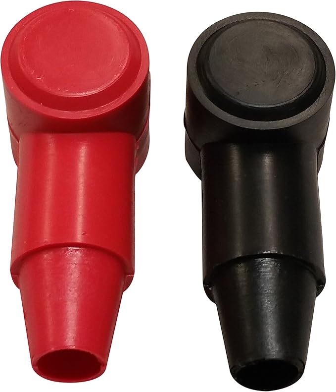 (Red & Black) 5/16" Stud Terminal Cover - Electrical Battery Connection Insulator (2 Pack)