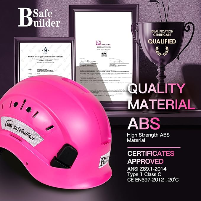 Construction Safety Helmet ABS Hard Hat Adjustable Ventilation System Hardhats Industrial Work Head Protection for Men Certified ANSI/ISEA Z89.1